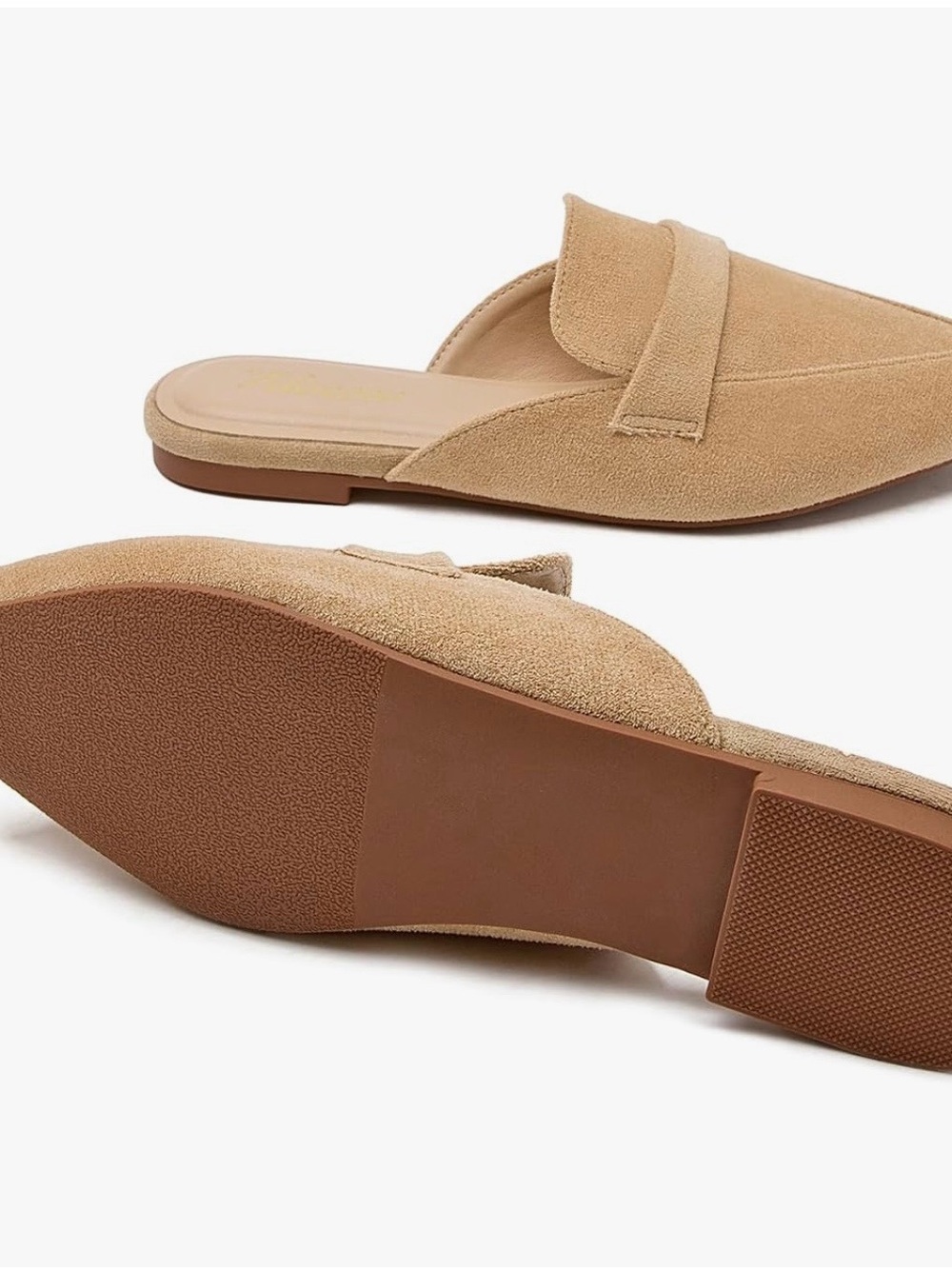 Women’s Slip-On Loafer Mules in Khaki Suede
